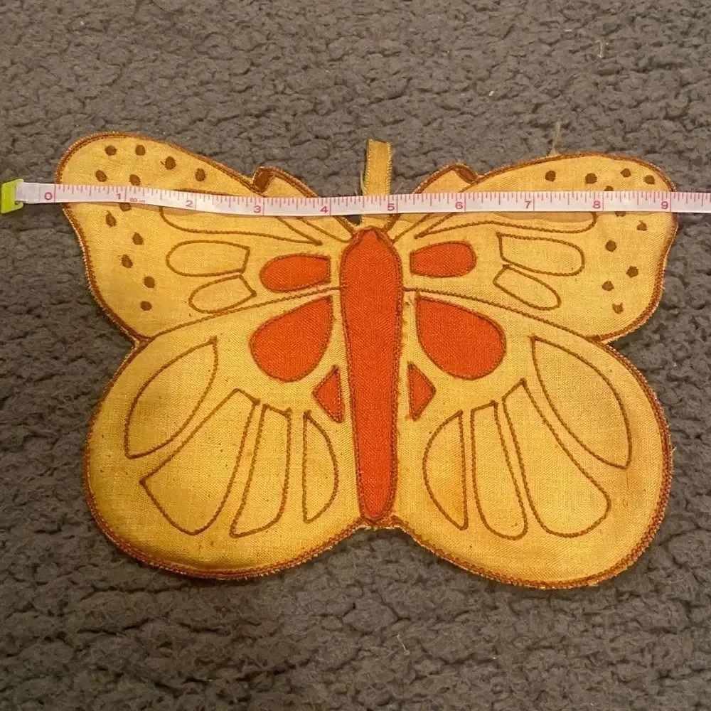 Vintage Butterfly Pot Holder Wall Hanger Set Of Two